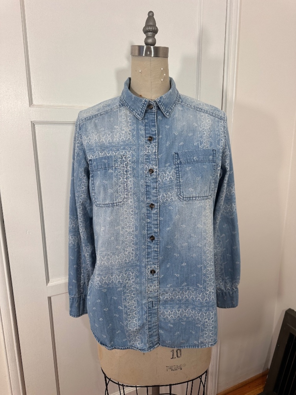 blue chambray button down shirt